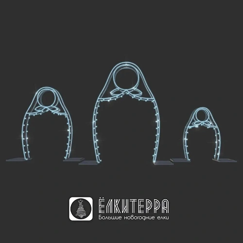 Арка световая новогодняя золотая Матрешки